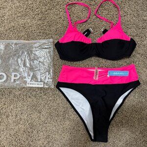 Popvil Color Contrast Patchwork Bikini Set